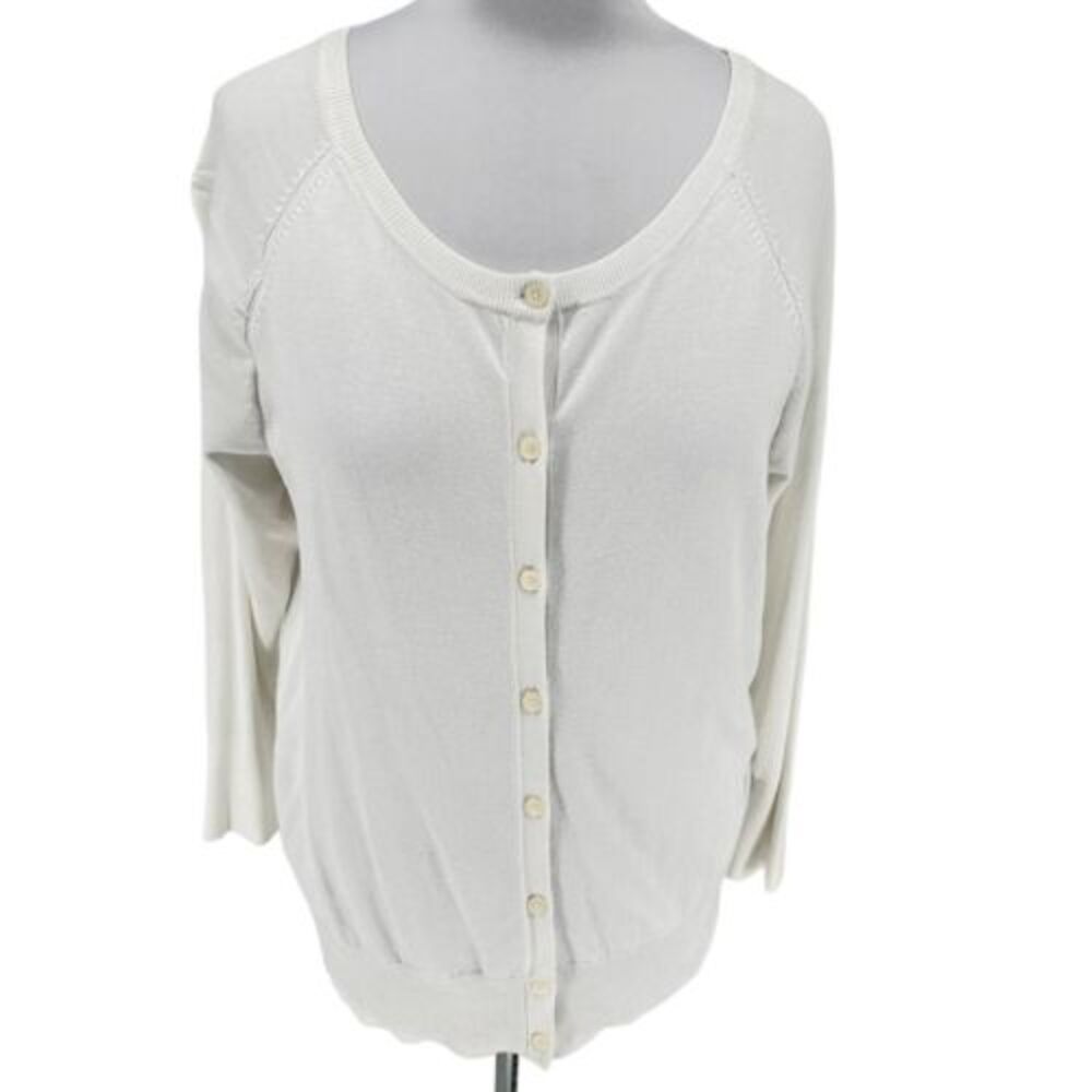White‎ Long Sleeve Button Front Cardigan Knit Sweater SZ 14/16